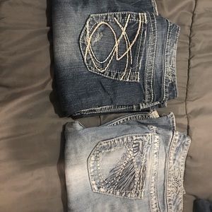 2 pairs of silver jeans